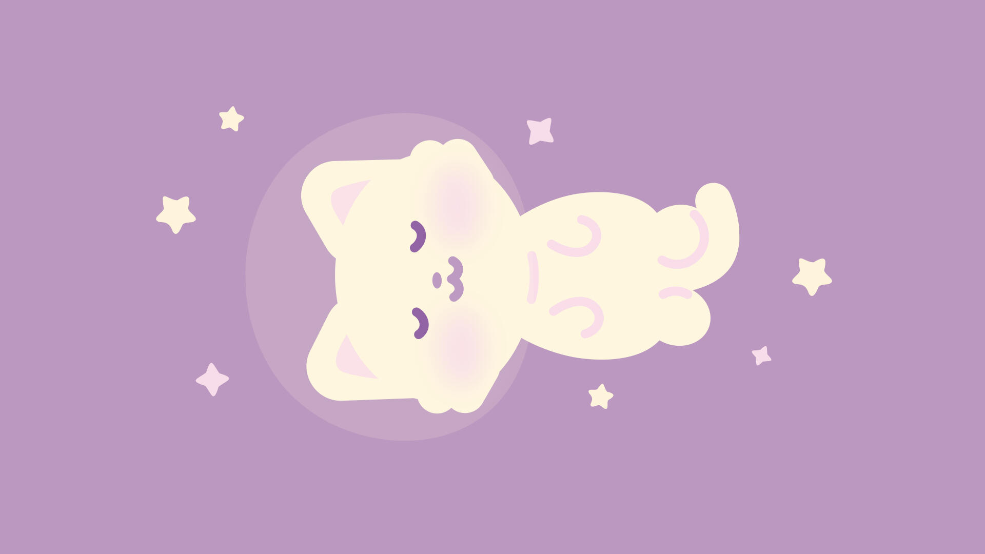 space cat with stars purple